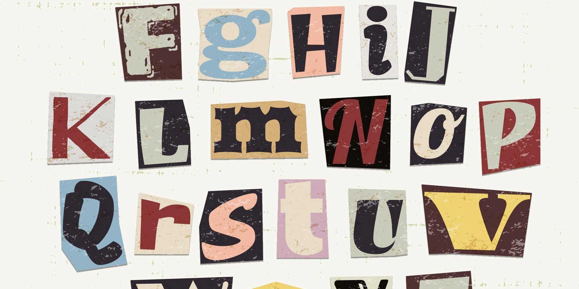 Ausgeschnittene Buchstsben die das Alphabet ergeben