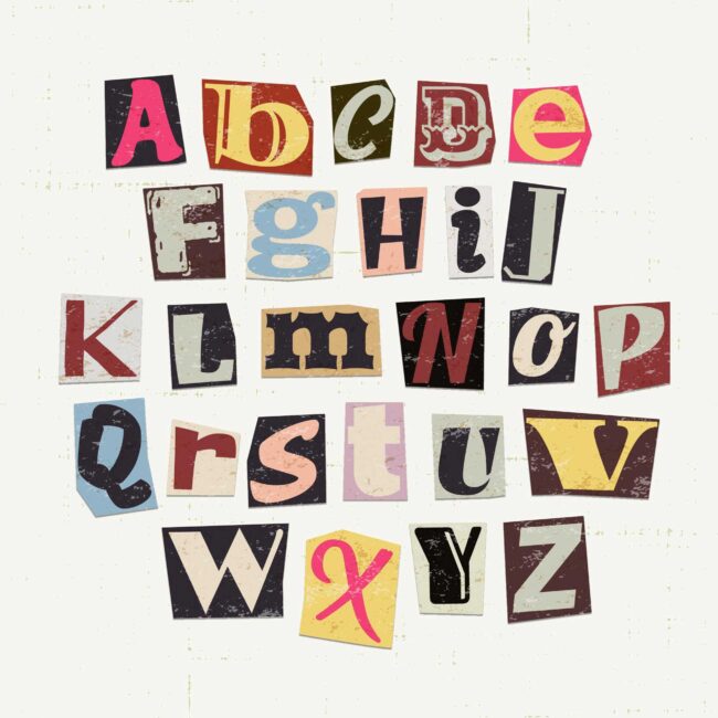 Ausgeschnittene Buchstsben die das Alphabet ergeben
